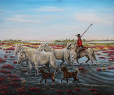 N° 342 JUMENTS CAMARGUE ET LEUR POULAIN